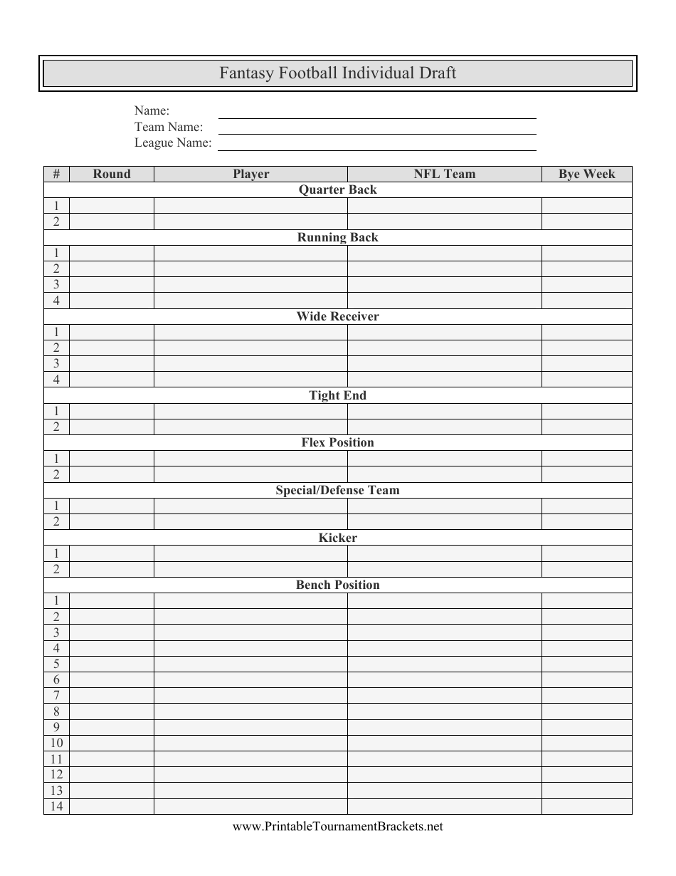 Fantasy Football Blank Draft Sheets Printable Toolbox Fantasy Football Blank Draft Sheets Printable Toolbox