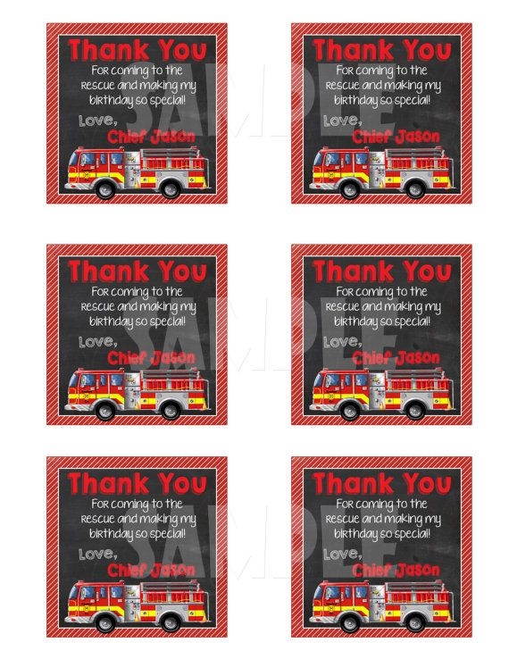 Blank Gift Tags Printable Free Firetruck