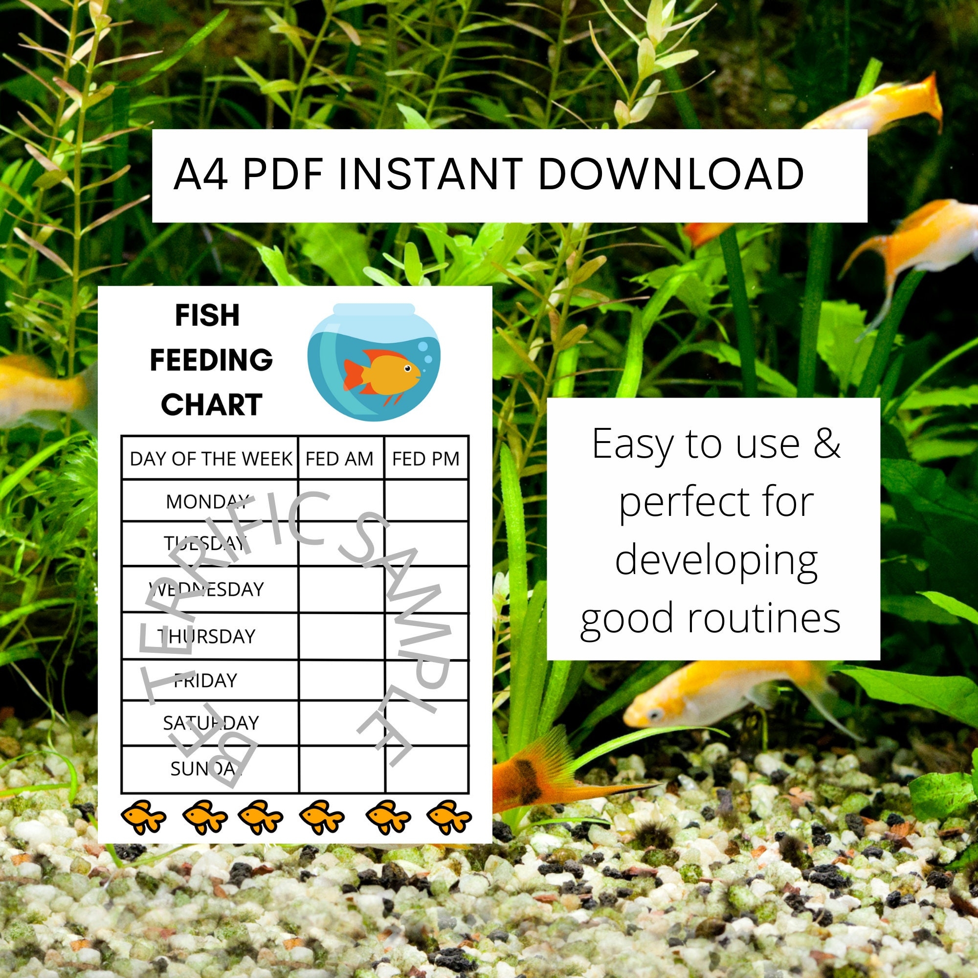 Printable Fish Feeding Chart Children 39 s Fish Feeding Chart Pet Chart Printable Fish Feeding Chart Children 39 s Fish Feeding Chart Pet Chart