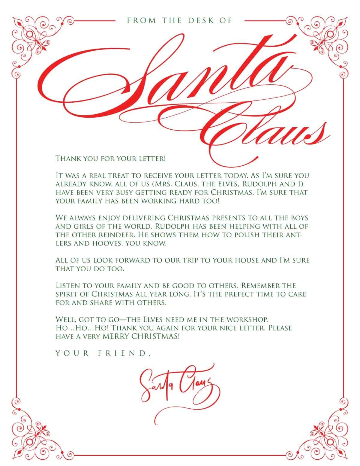 Printable Form Letter To Santa Printable Forms Free Online