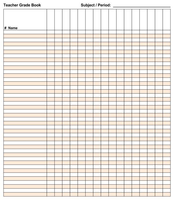 Free Blank Printable Teacher Grade Chart
