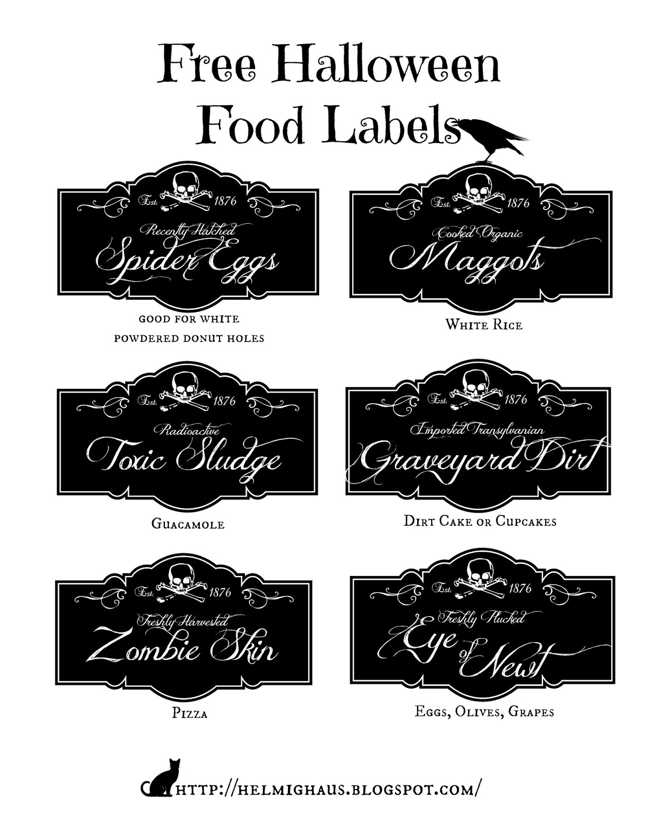 Printable Halloween Food Labels