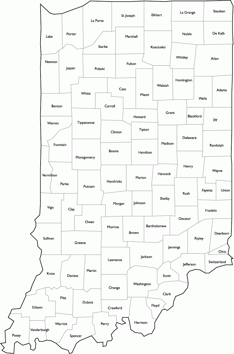 Printable Indiana County Map With Cities Printable Indiana County Map With Cities