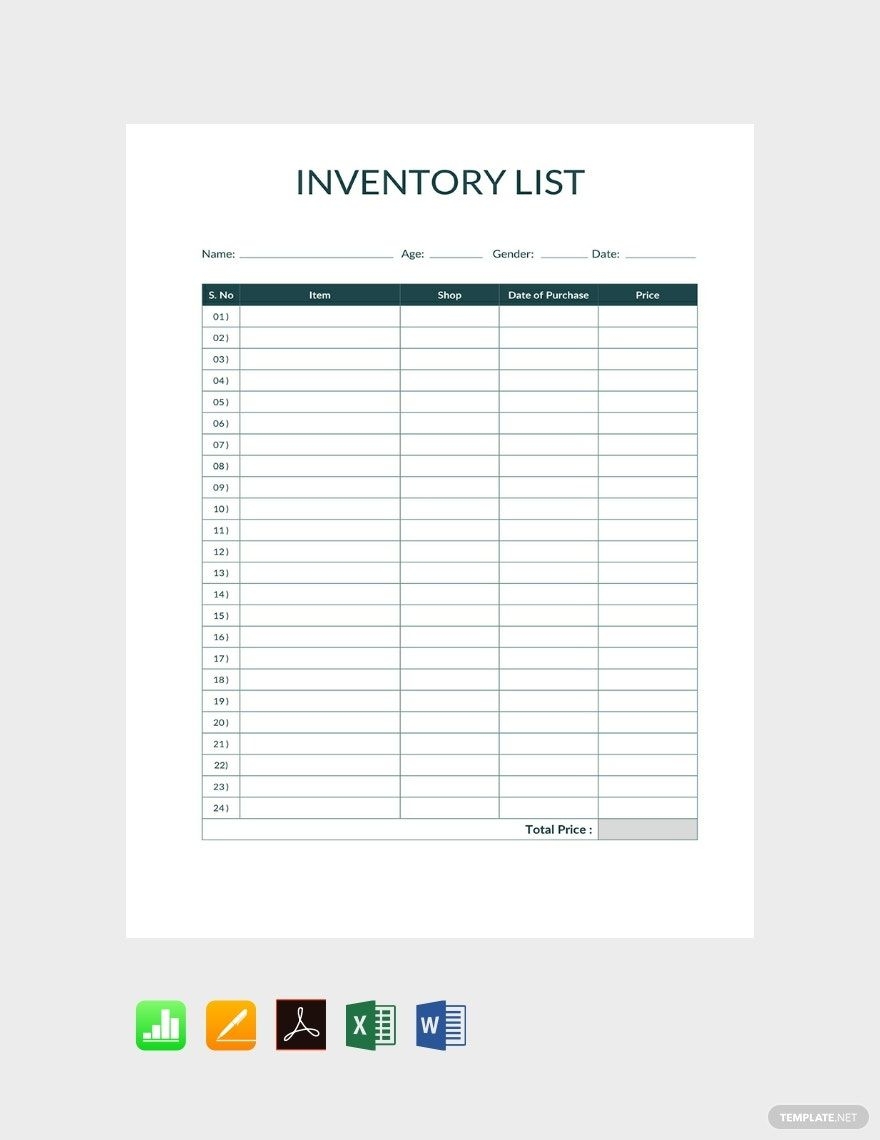 Free Blank Printable Edit Inventory Sheet