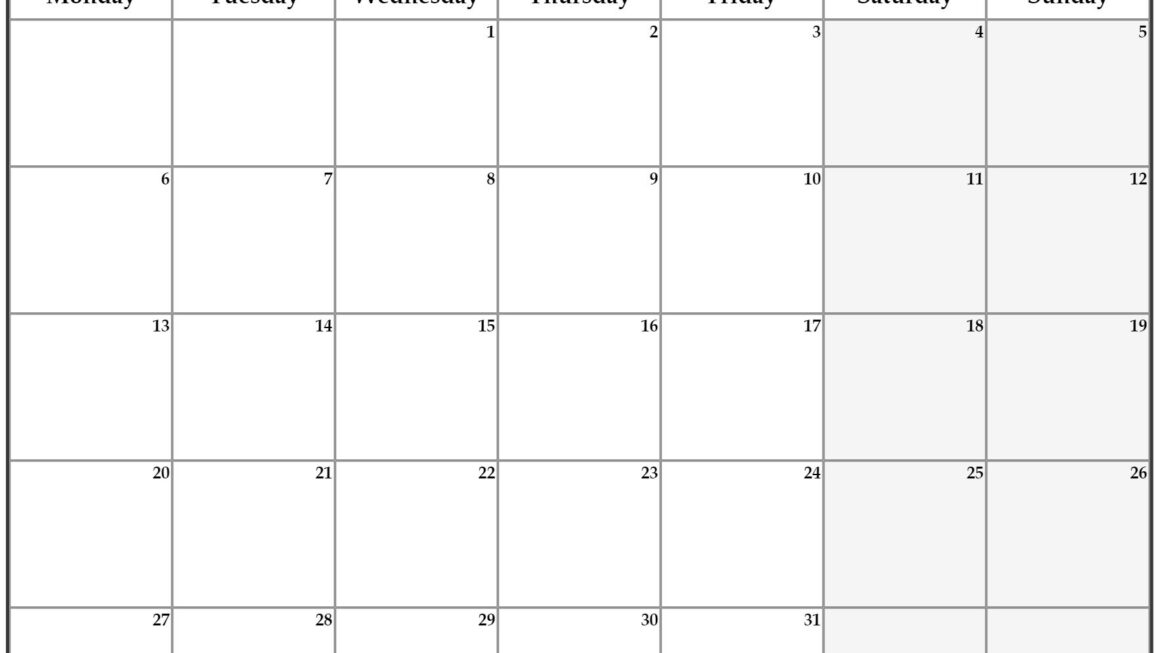 Printable January 2025 Calendar Starting Monday And Sunday Milton F