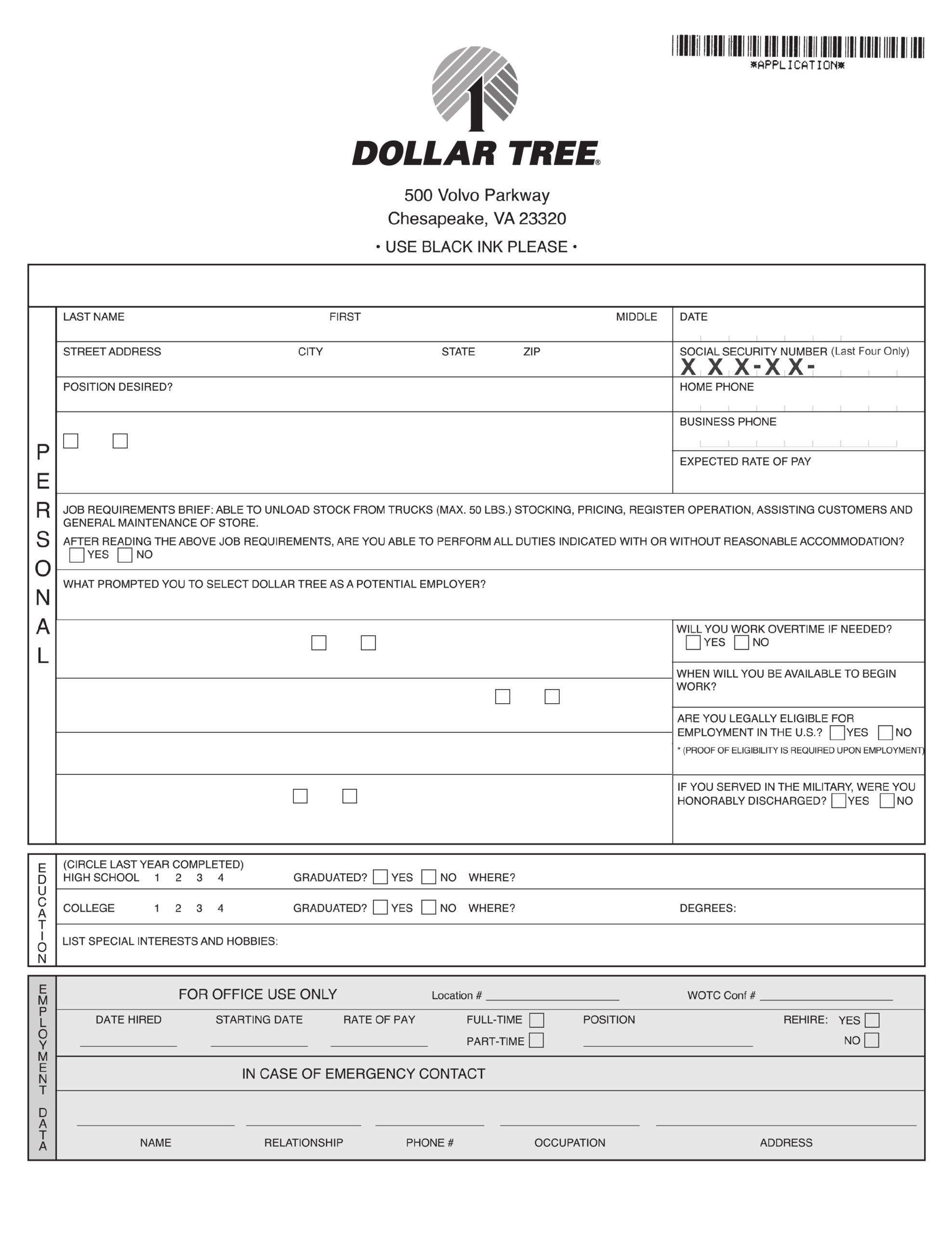 Printable Job Application For Dollar Tree Printable Application Printable Job Application For Dollar Tree Printable Application