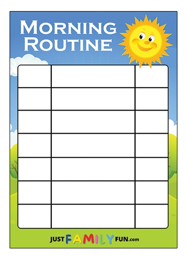 Printable Kids Morning Routine Chart With Pictures