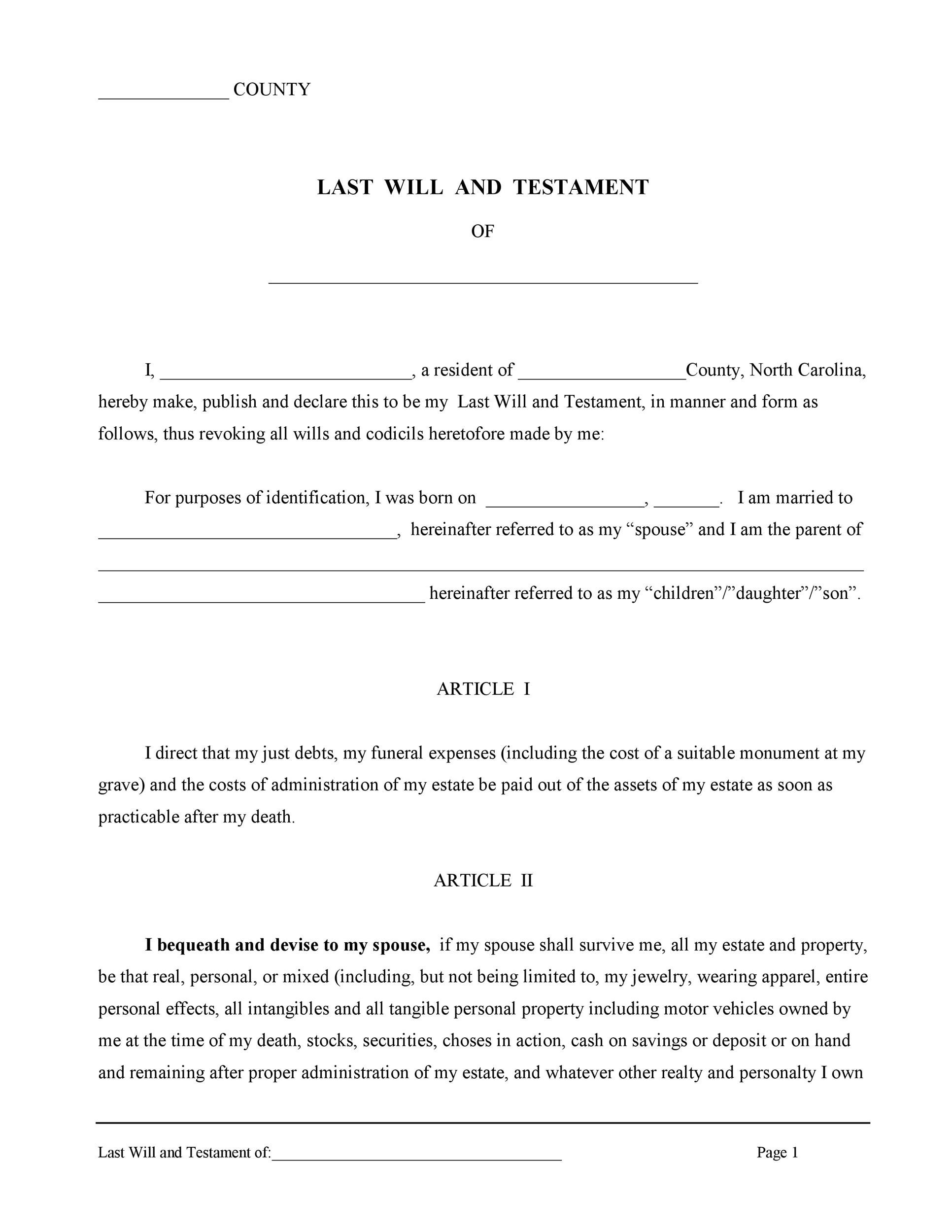 Printable Last Will And Testament Forms Printable Last Will And Testament Forms