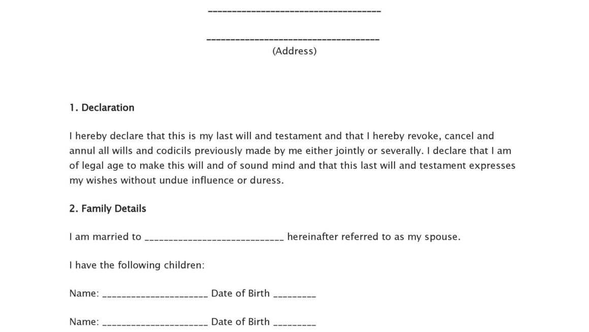 Printable Last Will And Testament Forms