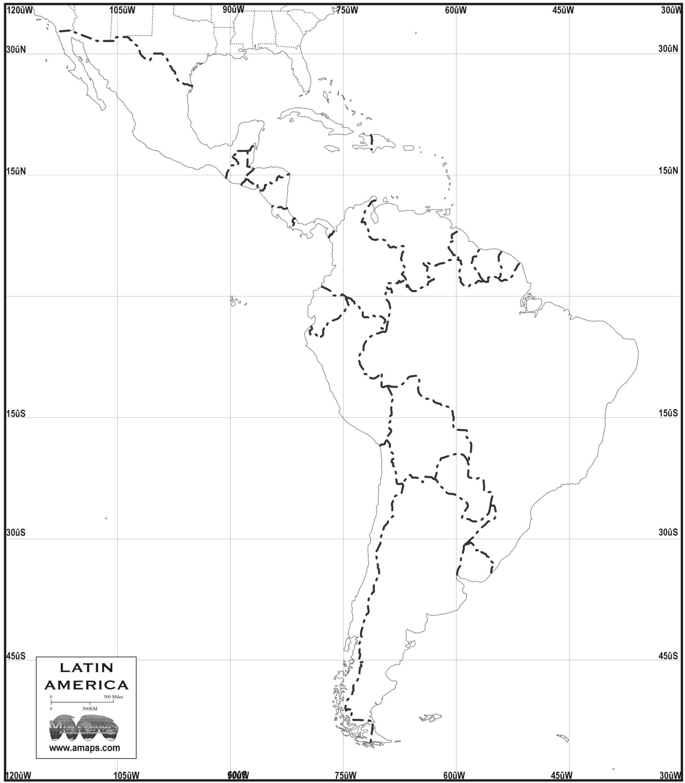 Printable Latin America Map