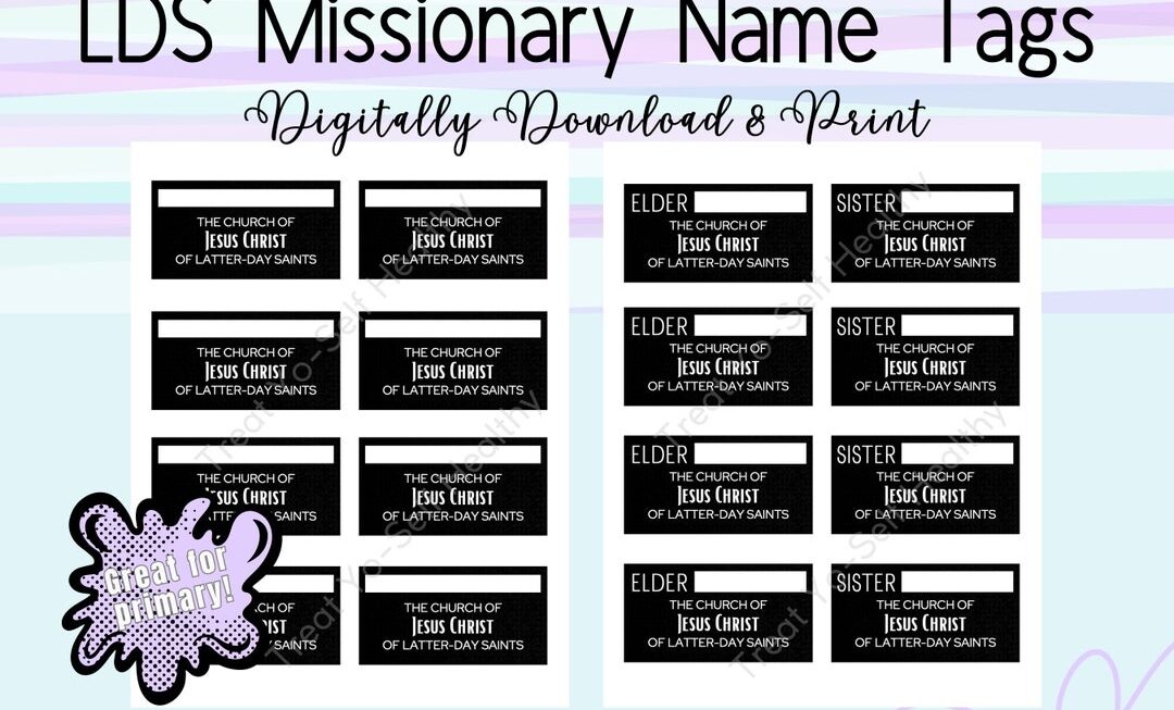 Printable LDS Missionary Name Tags Digital Download Church Of Jesus