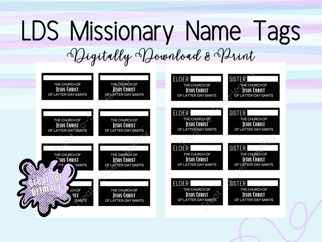 Printable LDS Missionary Name Tags Digital Download Church Of Jesus 