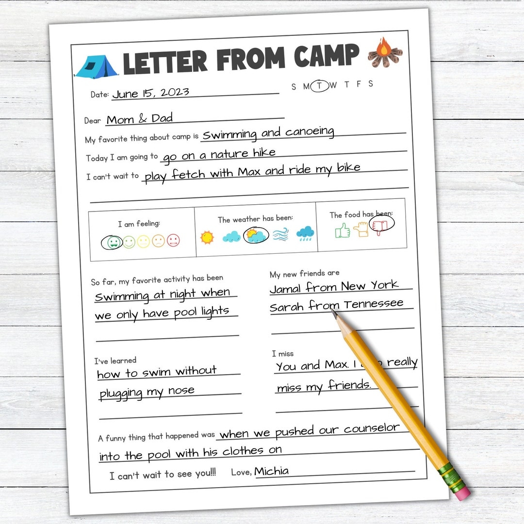Printable Letter From Camp Summer Camp Letter Summer Camp Stationery Printable Letter From Camp Summer Camp Letter Summer Camp Stationery