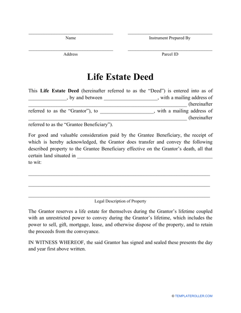 Printable Life Estate Deed Form Printable Forms Free Online Printable Life Estate Deed Form Printable Forms Free Online
