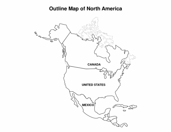 Blank Label North America Map Printable