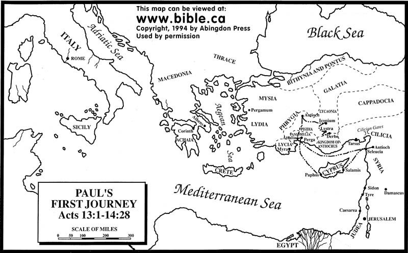 Printable Map Of Paul 39 s Missionary Journeys
