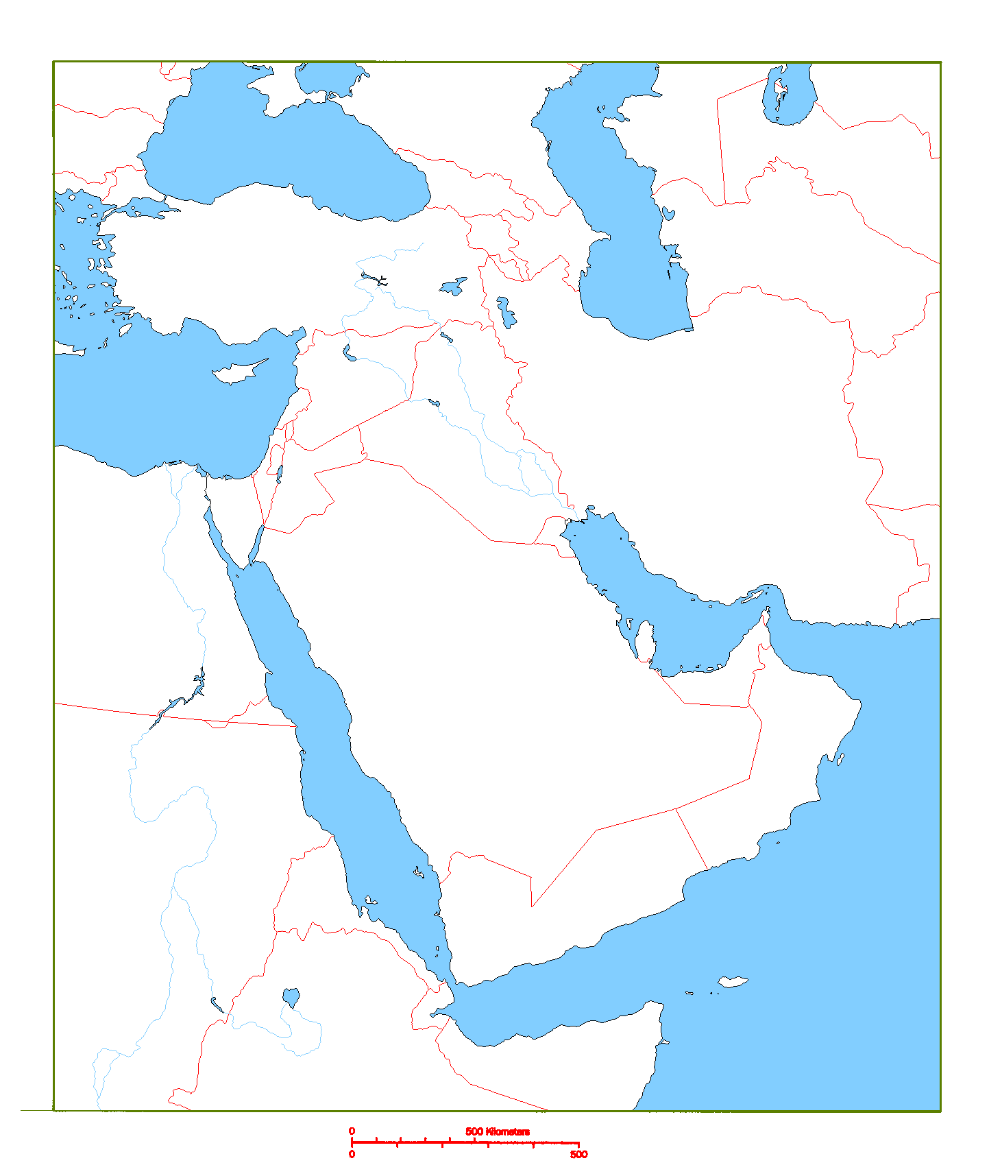 Printable Map Of The Middle East Printable Map Of The Middle East