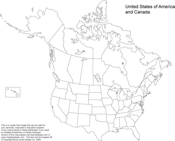 Printable Blank Map Of Us And Canada