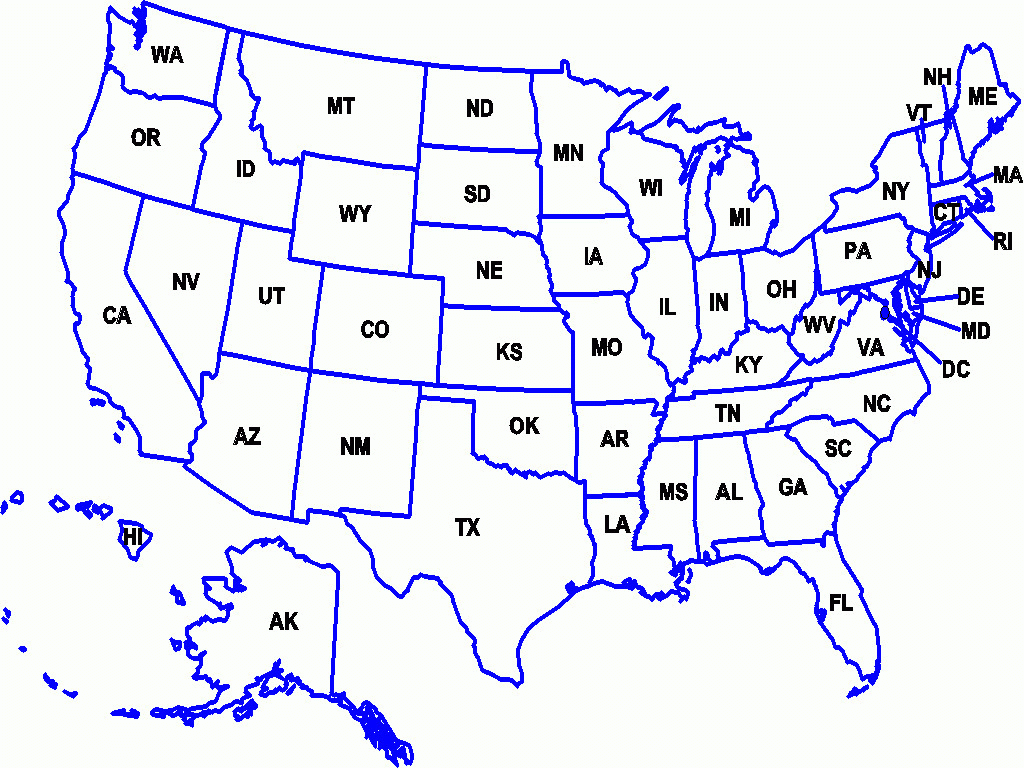 Printable Blank Us Map With Abbrevaations