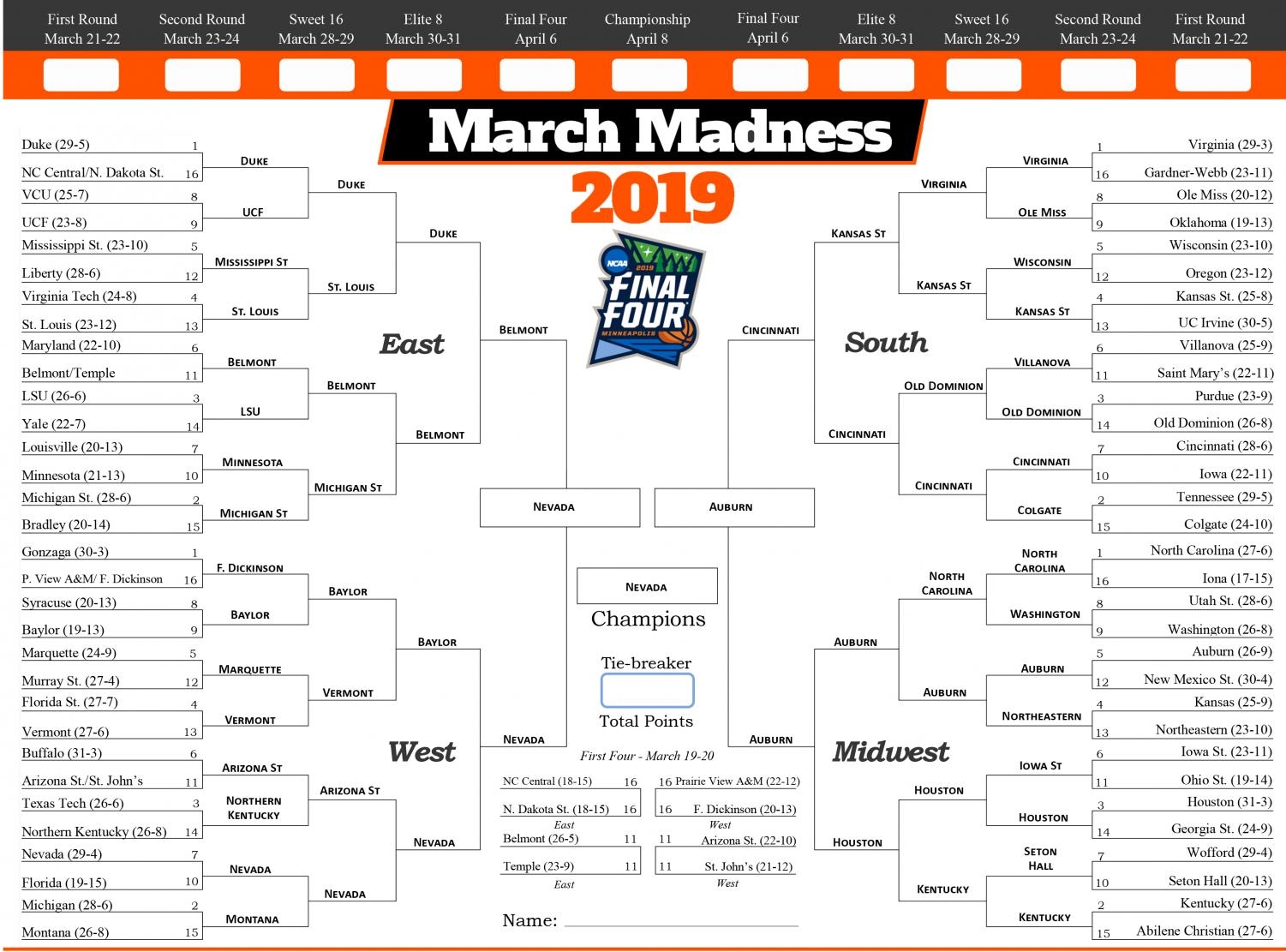 Printable Mascot Bracket 2025 Natasja J Dahl