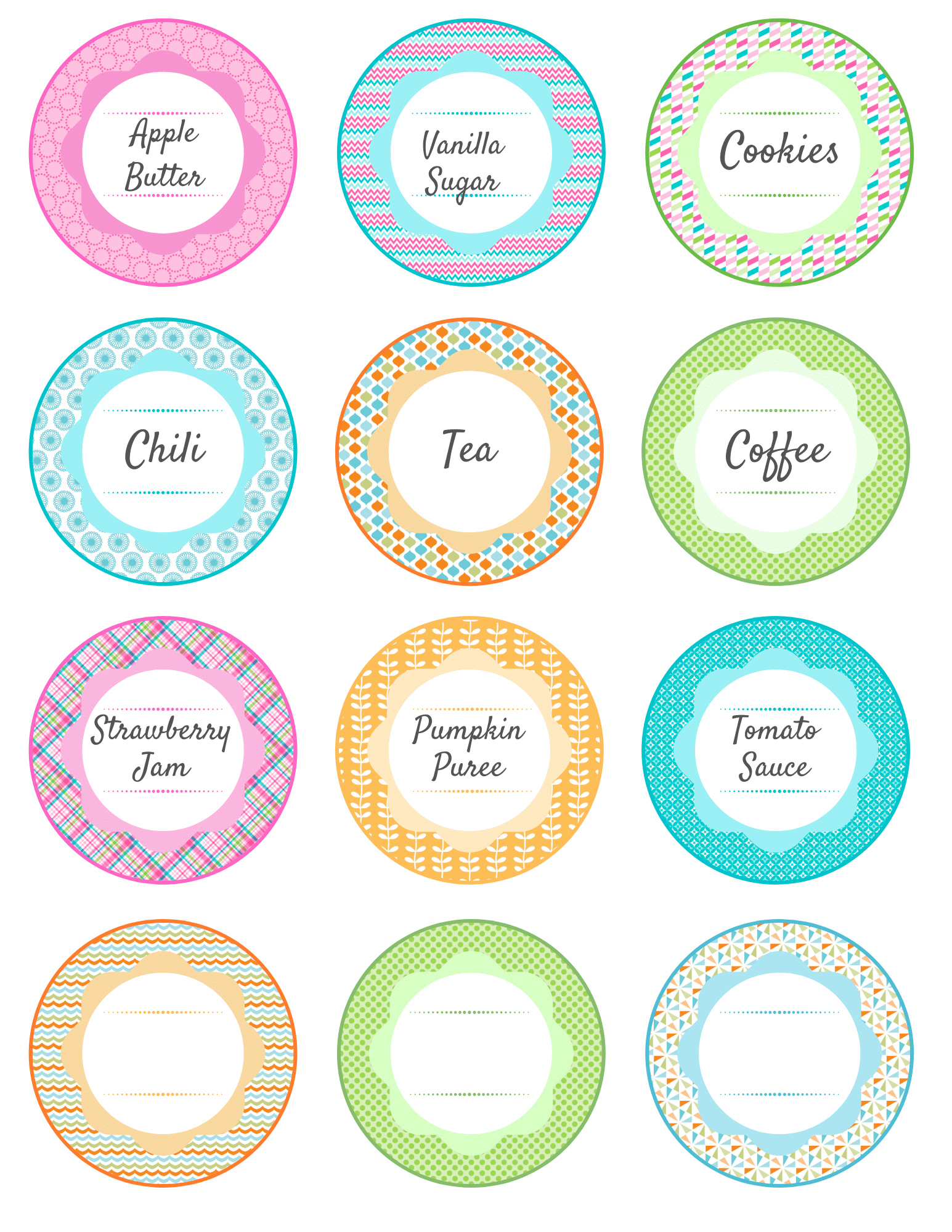 Printable Mason Jar Lid Labels