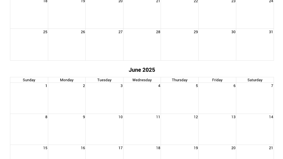 Printable May And June 2025 Calendar Sophia Samuel
