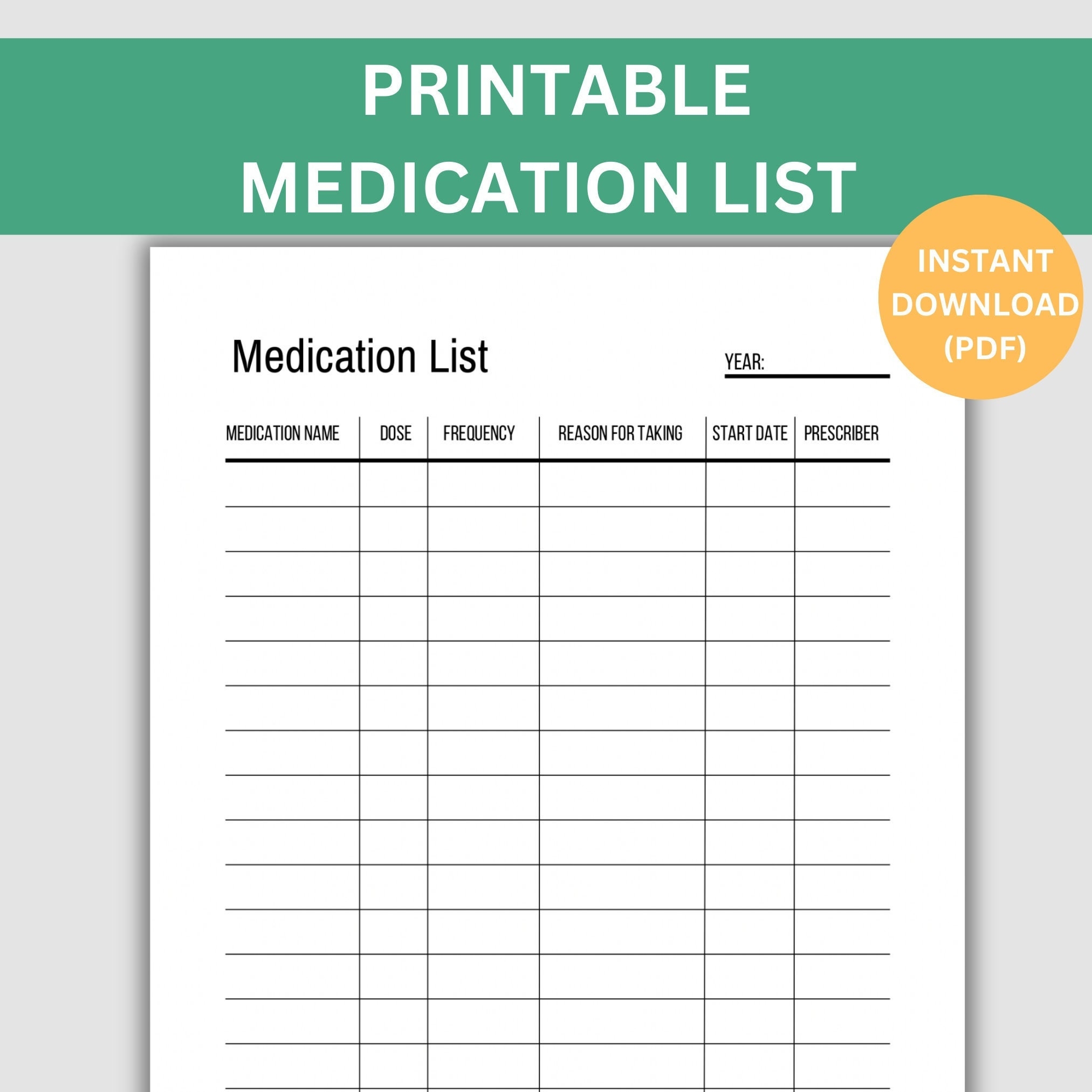 Free Printable Blank Vitmain And Medication List