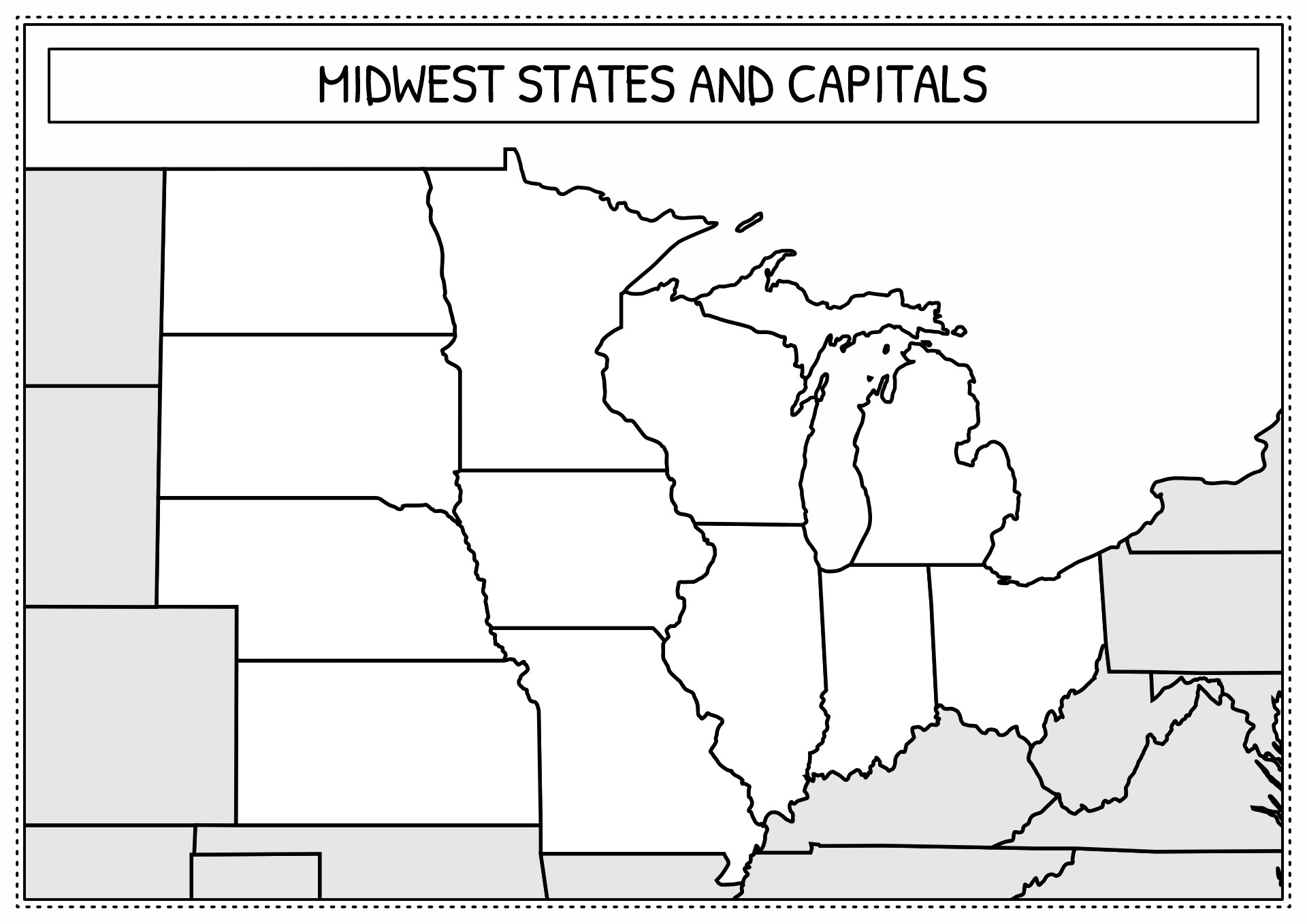 Printable Midwest States And Capitals Printable Midwest States And Capitals