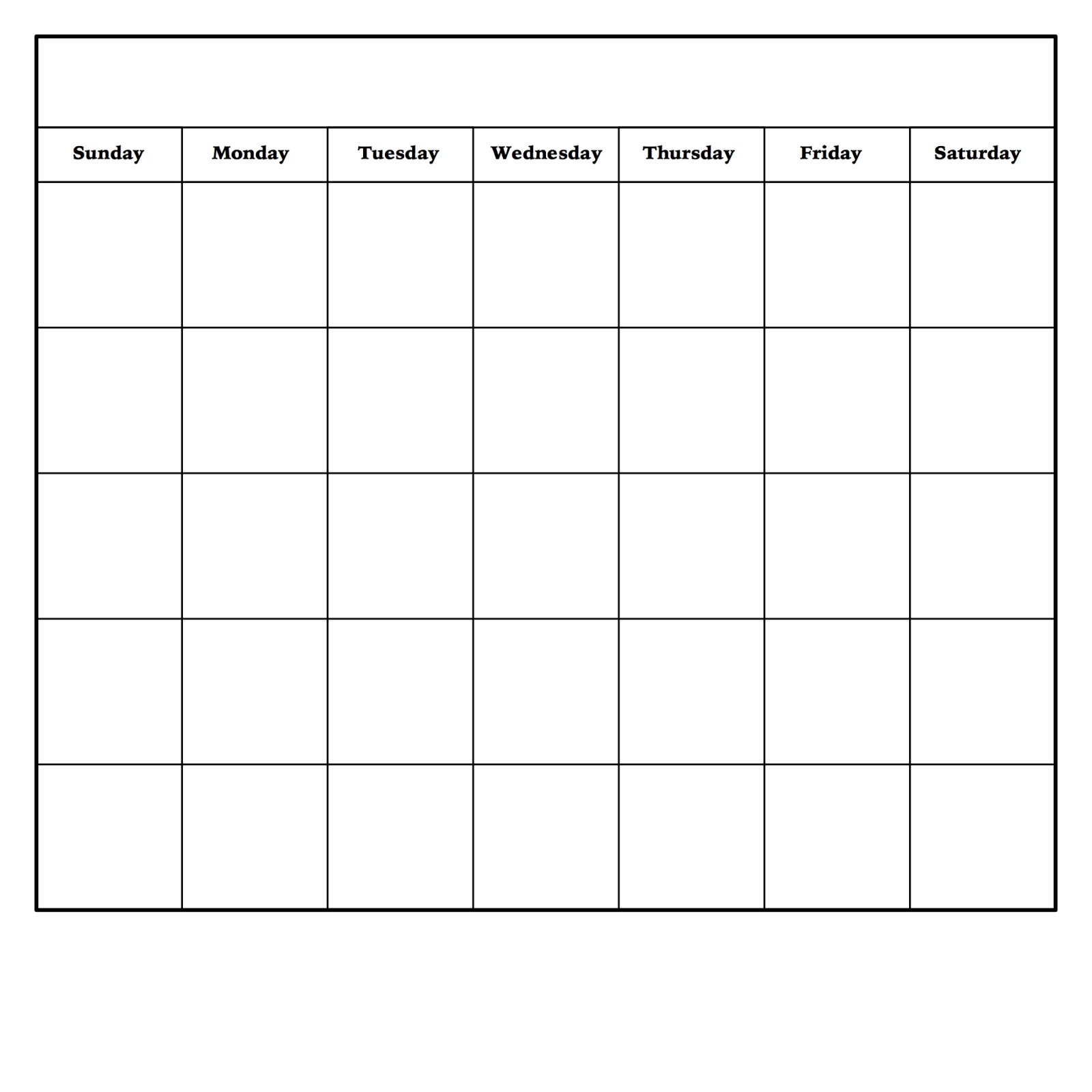 Free Monday Thru Friday Blank Printable