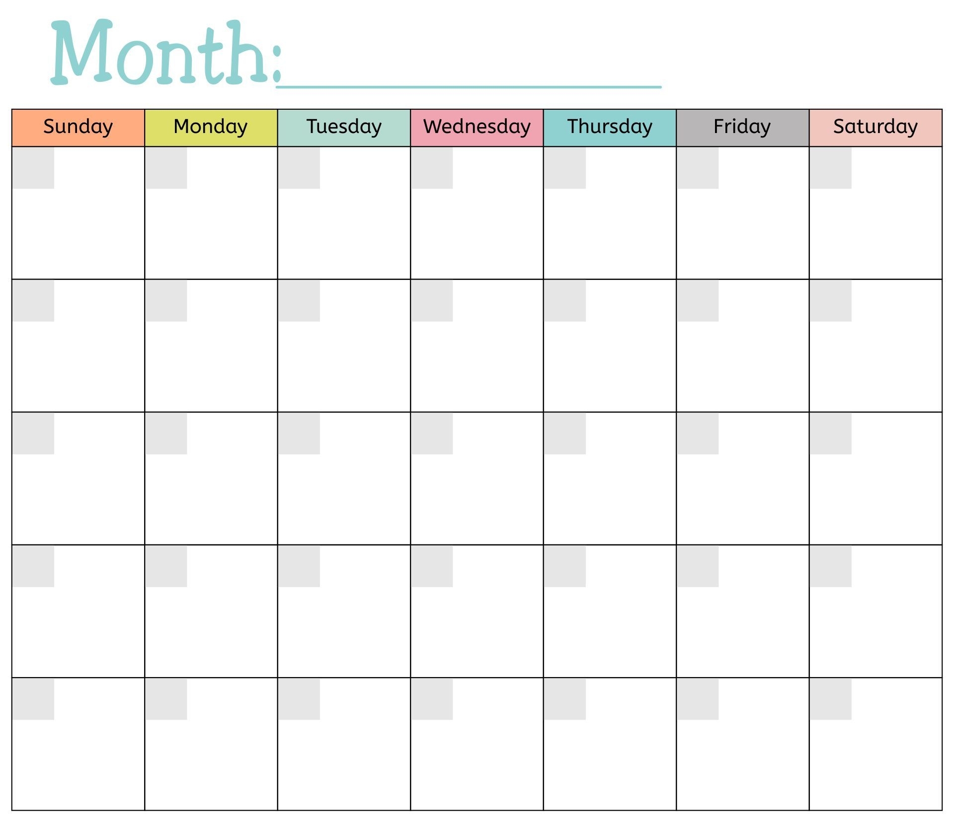 Printable Monthly Blank Calendar Template 2025 Calendar Printable