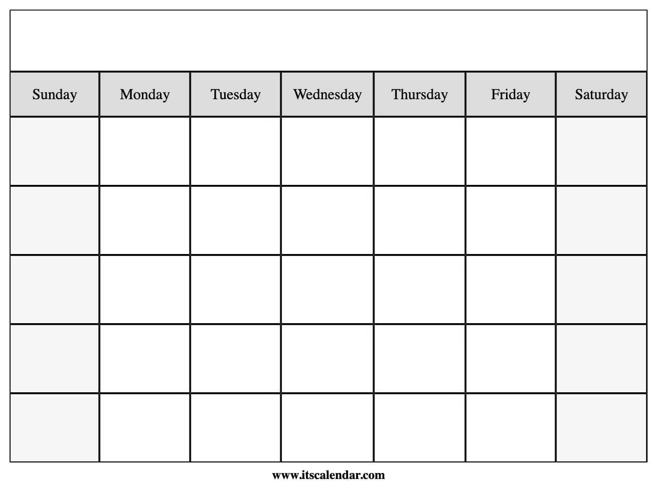 Printable Monthly Blank Calendar Template Printable Templates Printable Monthly Blank Calendar Template Printable Templates