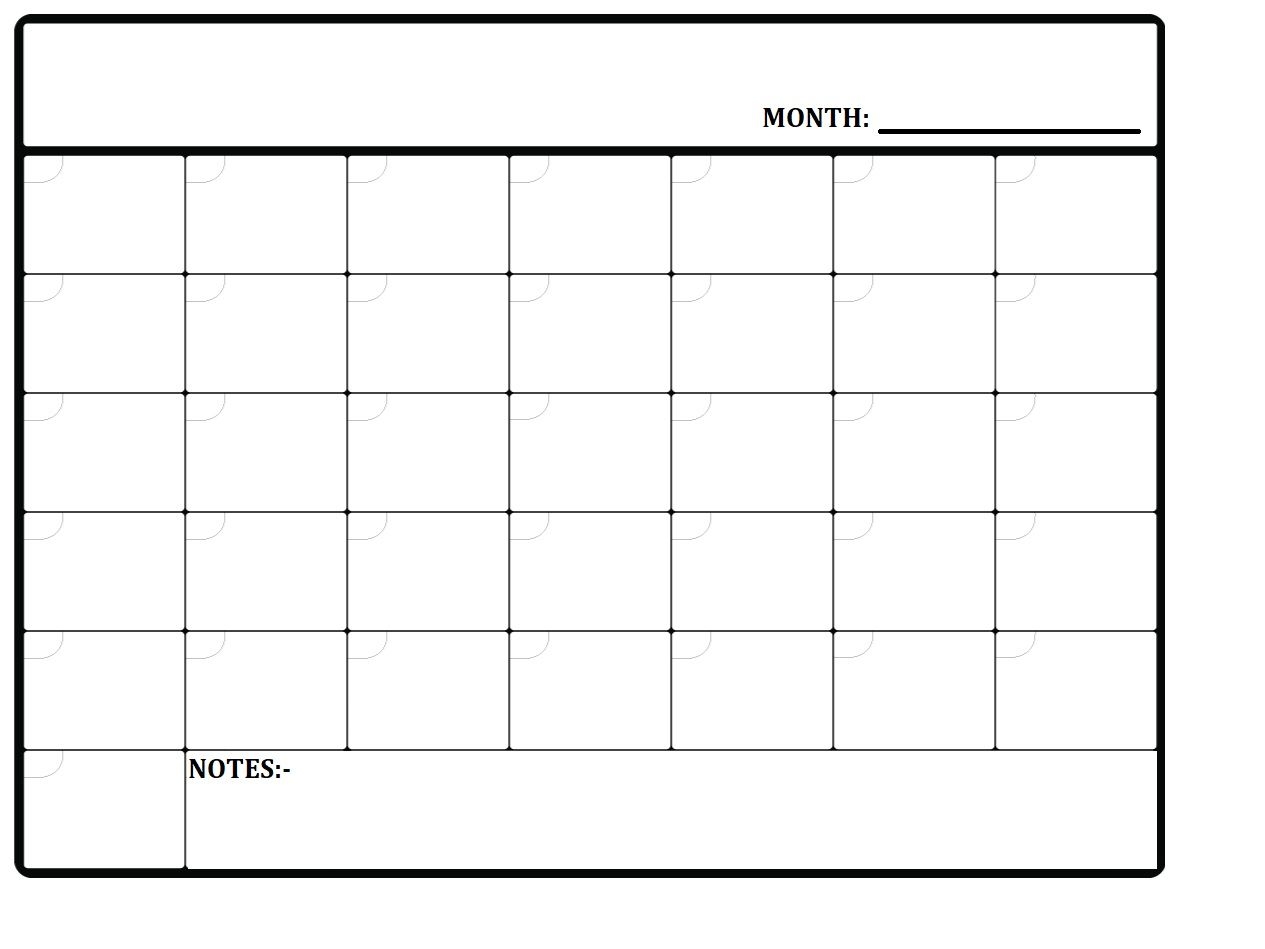 Blank Month By Month Chart Printable