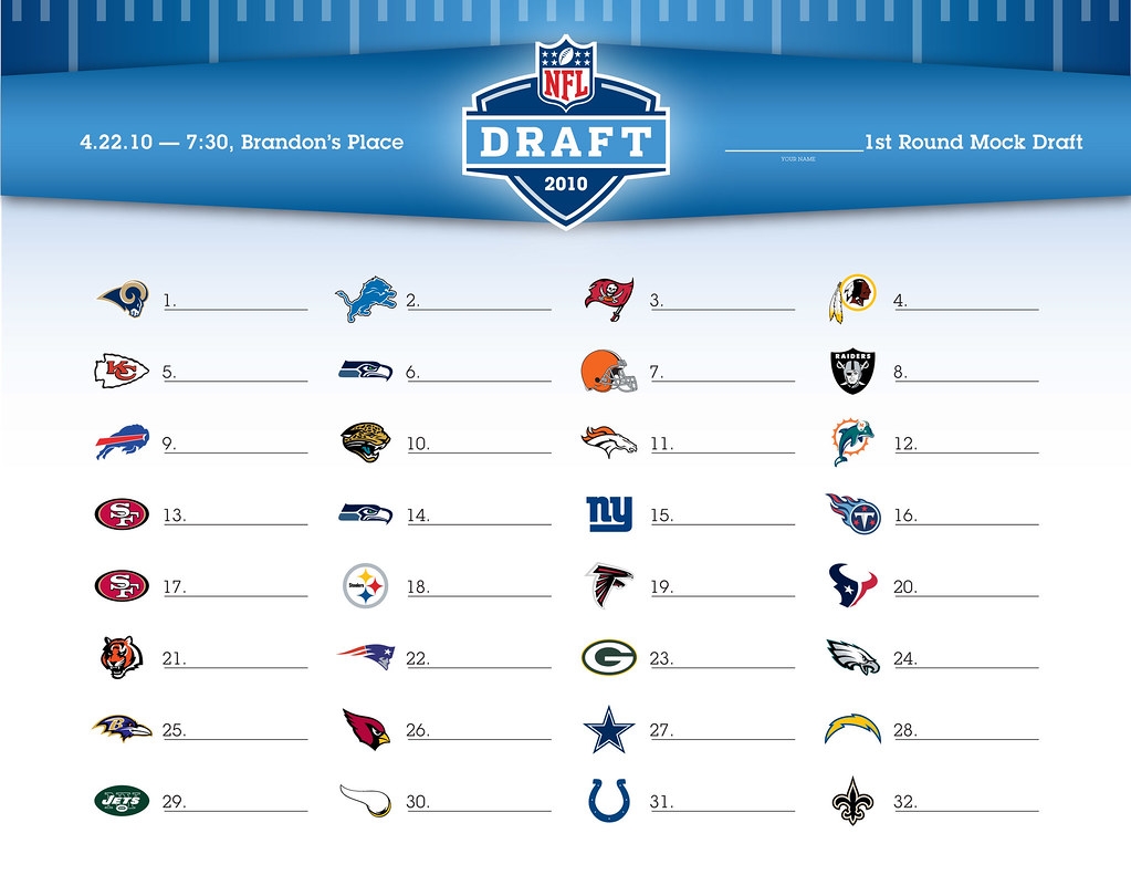 Printable Nfl Draft Sheet Printable Nfl Draft Sheet