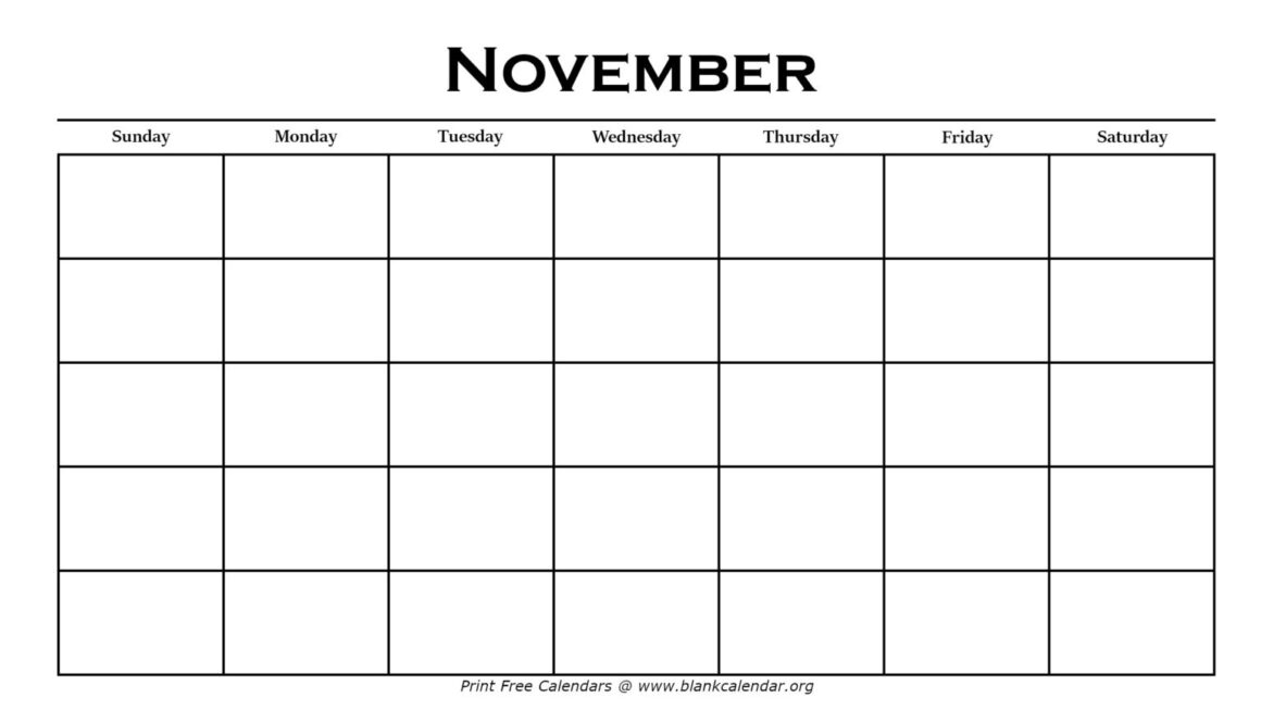 Printable November Calendars Blank Calendar