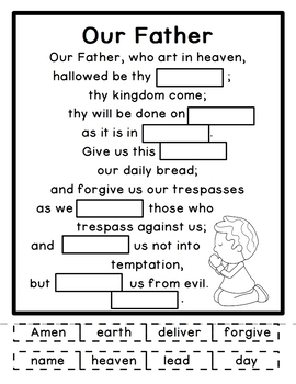 Our Father Fill In The Blank Printable Our Father Fill In The Blank Printable