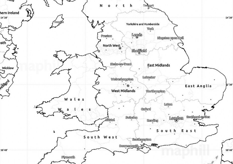 Printable Outline Map Of England