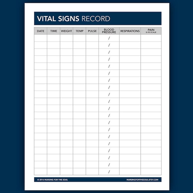 Printable Patient Vital Signs Template
