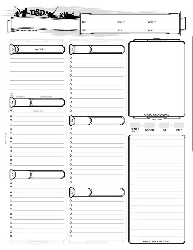 Blank D&D Character Sheet Printable 5th