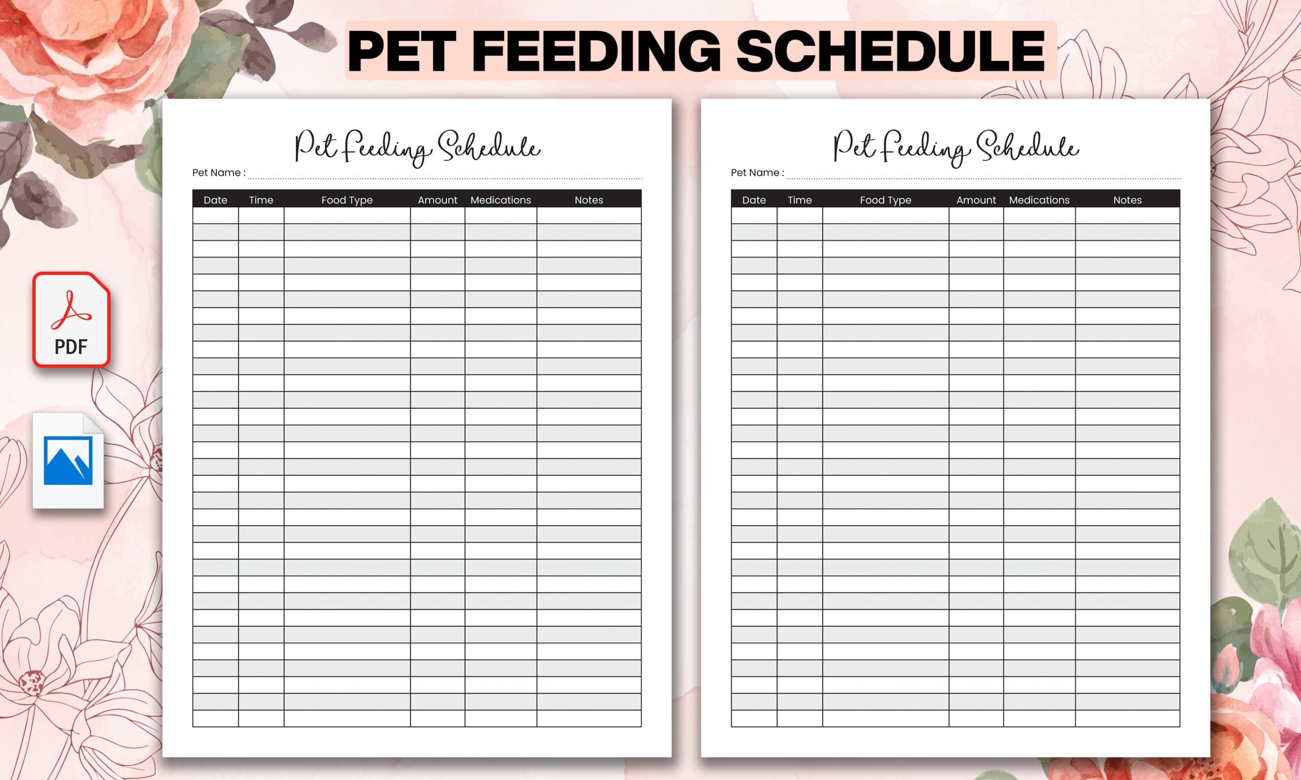 Printable Pet Feeding Chart Template Free Printable Printable Pet Feeding Chart Template Free Printable