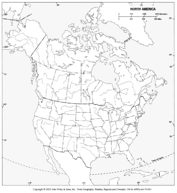 Printable Blank Physical Map Of North America