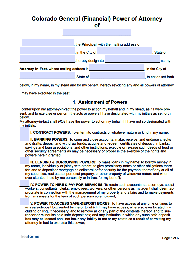 Printable Power Of Attorney Forms For Colorado Printable Forms Free Printable Power Of Attorney Forms For Colorado Printable Forms Free