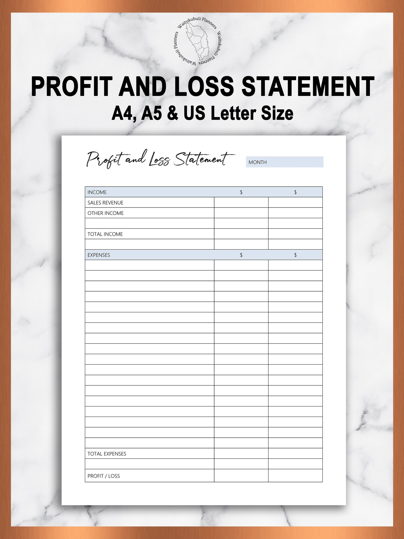 Printable Profit And Loss Statement Form Printable Forms Free Online
