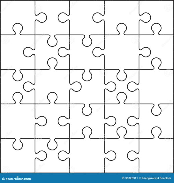 Blank Puzzle Printable With 26 Pieces