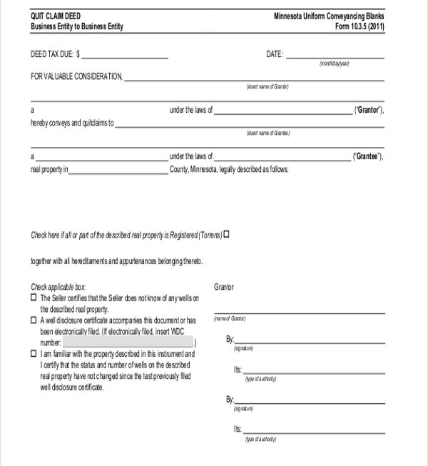 Printable Quick Claim Deed