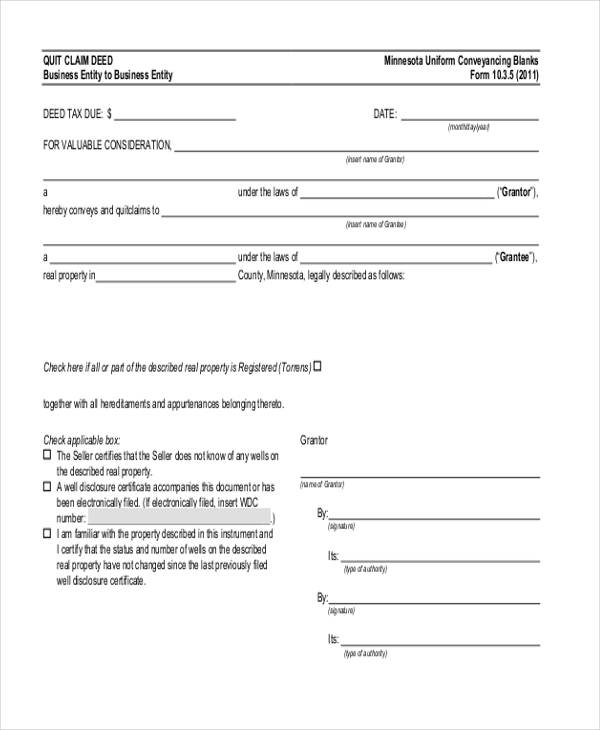 Printable Quick Claim Deed