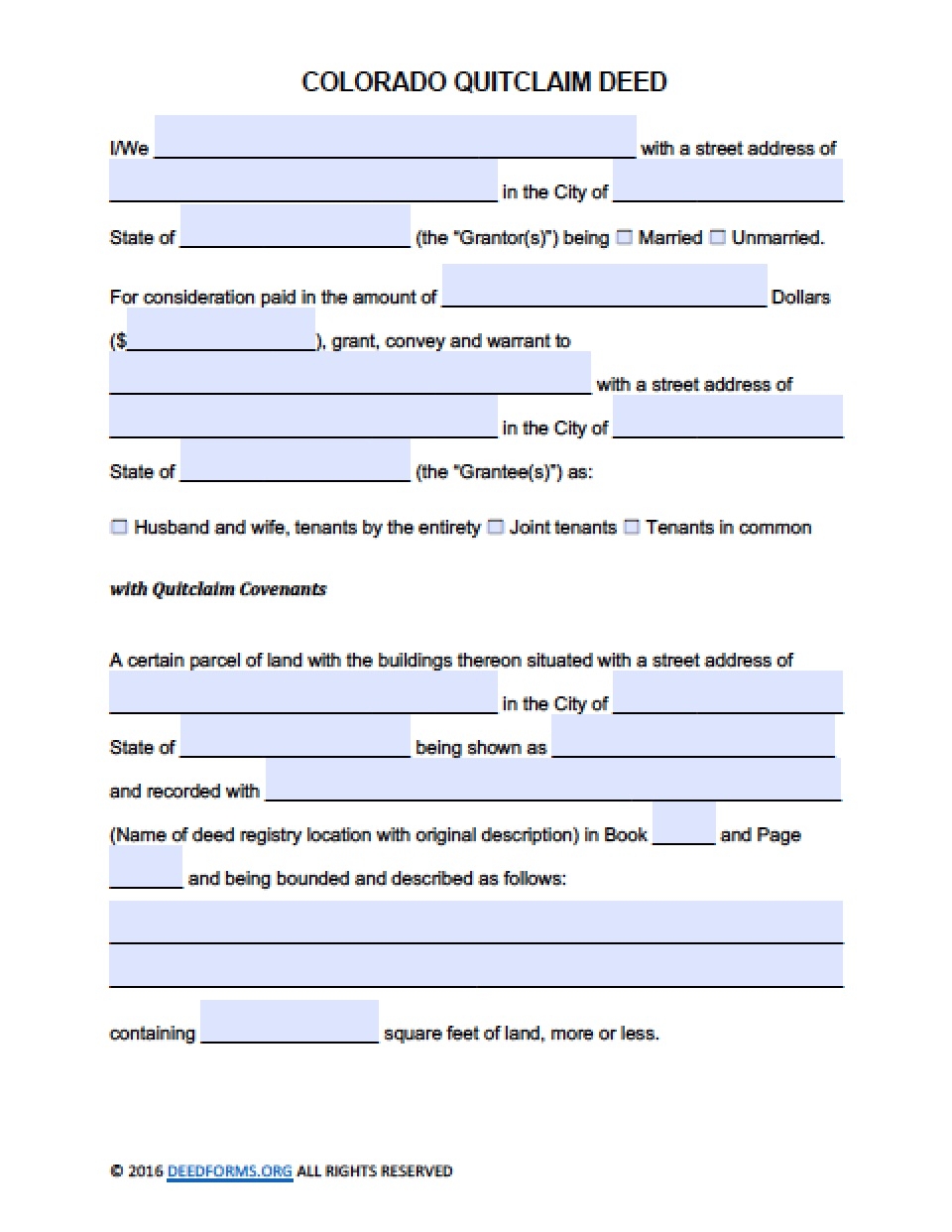 Printable Quit Claim Deed Colorado A Colorado Quitclaim Deed Is Used Printable Quit Claim Deed Colorado A Colorado Quitclaim Deed Is Used