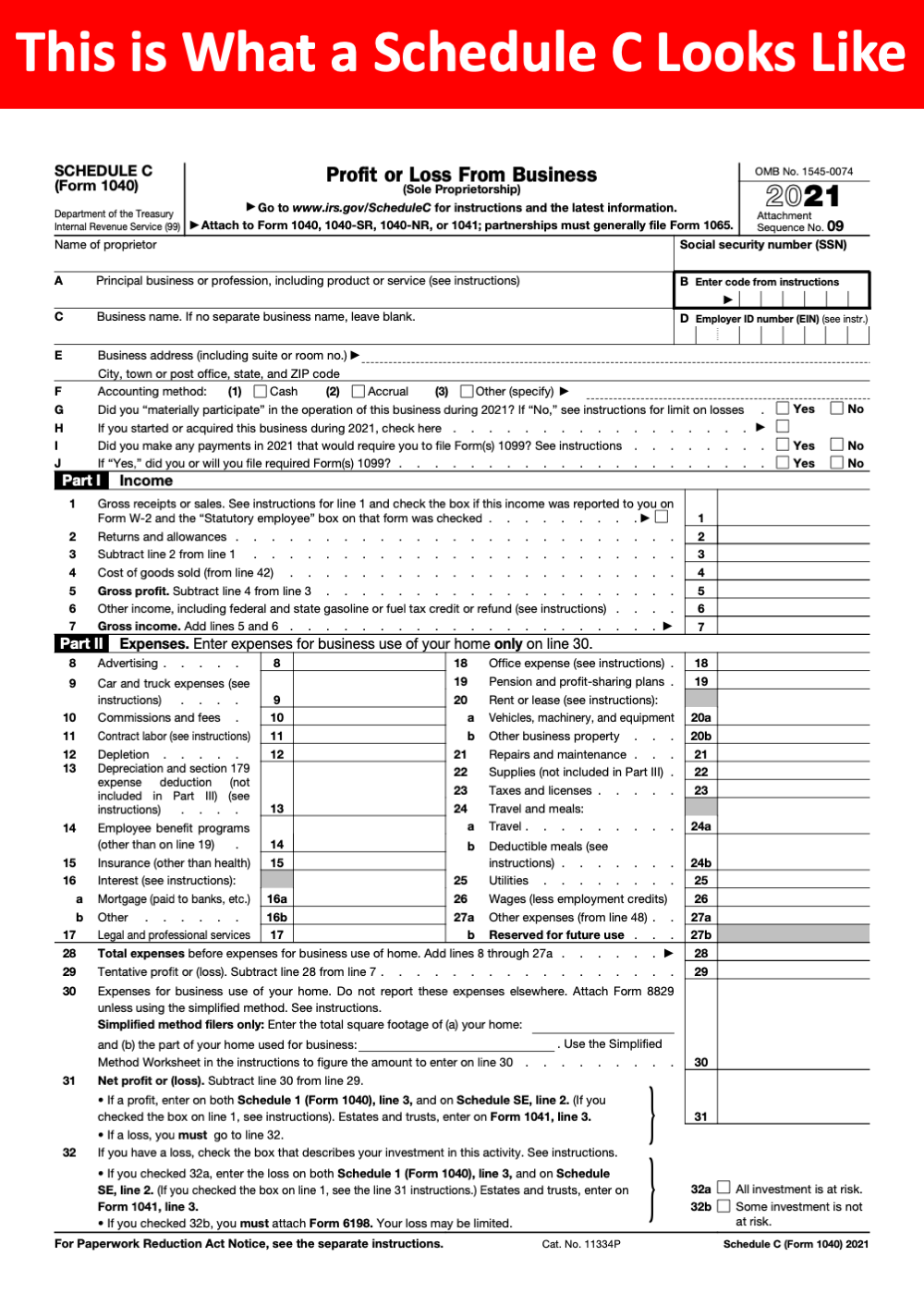 Printable Schedule C Form