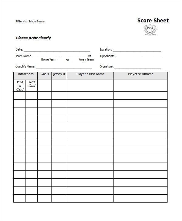 Printable Score Sheet Printable New Year Banners Printable Score Sheet Printable New Year Banners