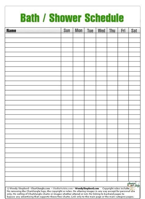 Printable Shower Schedule Template At Ideatemplates Schedule Template