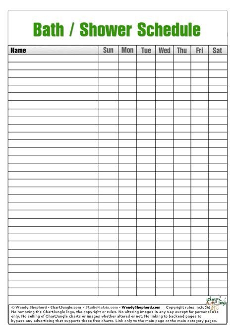 Printable Shower Schedule Template At Ideatemplates Schedule Template 